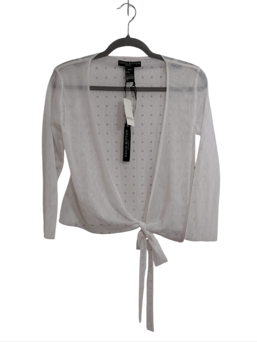 Buffalo David Bitton White Sheer Tie-Front Top